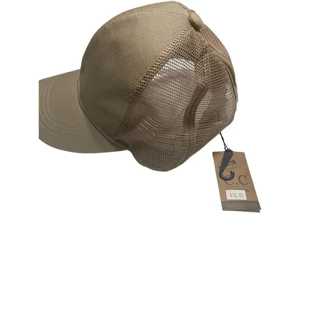 C.C Ponycap Messy High Bun Ponytail Adjustable Mesh Trucker Baseball CC Cap Hat